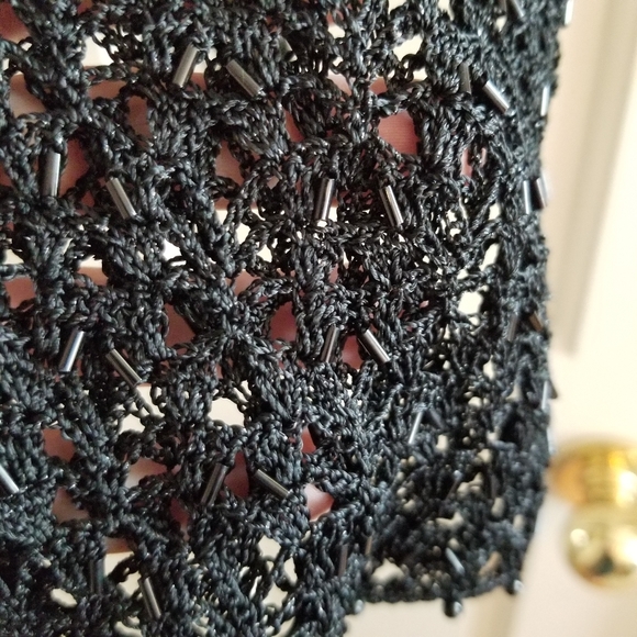 Ladies large crocheted sweater with beading trim EUC - Picture 2 of 4